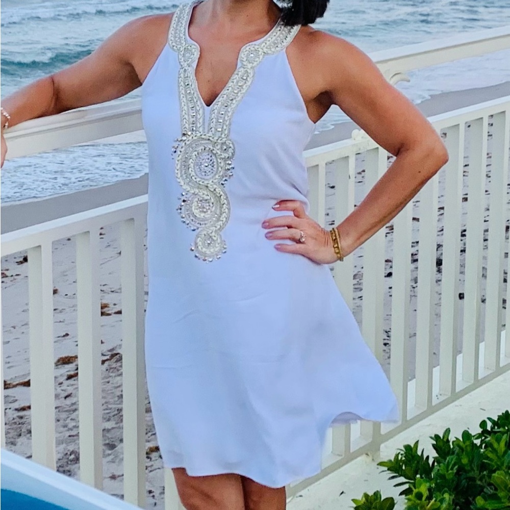 Lilly Pulitzer XS DRESS White with gold and silver embellishments